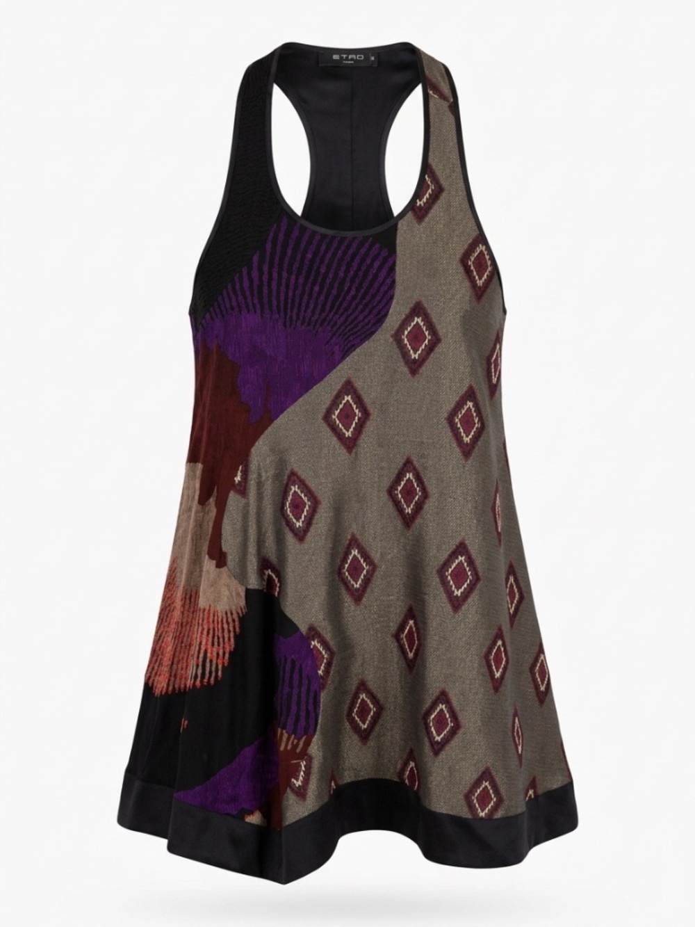 Etro mix print asymmetrical mini dress - size 38 (small)